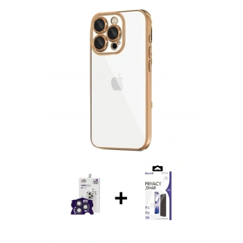 MARSİLYAN™- iPhone 16 Pro Max Kılıf Vadi Minimal - Siyah Bilvis 3X AR Hayalet Cam Ekran Koruyucu + Bilvis Titan Kamera Lens - TMGI