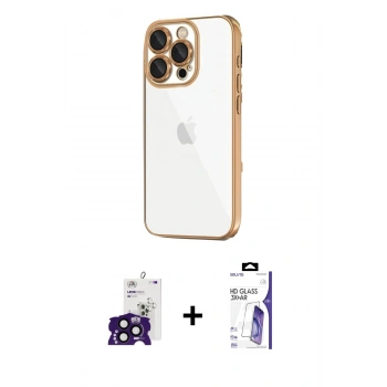 MARSİLYAN™- iPhone 16 Pro Max Kılıf Vadi Minimal - Siyah Bilvis 3X AR HD Cam Ekran Koruyucu + Bilvis Titan Kamera Lens - SH