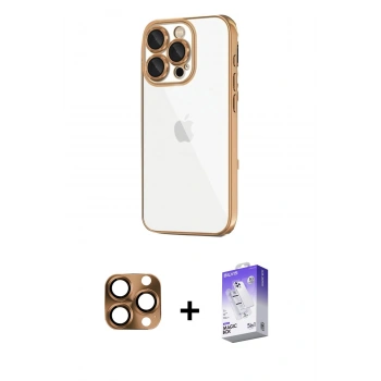 MARSİLYAN™- iPhone 16 Pro Max Kılıf Vadi Minimal - Siyah Bilvis 5in1 3D Magic Cam Ekran Koruyucu + Pers Alüminyum Kamera Lens - CLTM