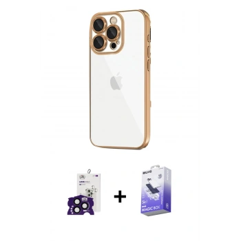 MARSİLYAN™- iPhone 16 Pro Max Kılıf Vadi Minimal - Siyah Bilvis 5in1 5D Magic Hayalet Cam Ekran Koruyucu + Bilvis Titan Kamera Lens - SH