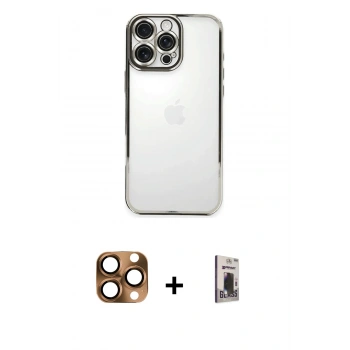 MARSİLYAN™- iPhone 16 Pro Max Kılıf Vadi Minimal - Siyah Bilvis Hayalet Cam Ekran Koruyucu + Pers Alüminyum Kamera Lens - CLTM