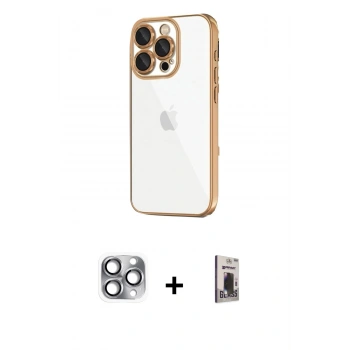 MARSİLYAN™- iPhone 16 Pro Max Kılıf Vadi Minimal - Siyah Bilvis Hayalet Cam Ekran Koruyucu + Pers Alüminyum Kamera Lens - GI