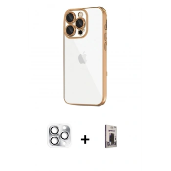MARSİLYAN™- iPhone 16 Pro Max Kılıf Vadi Minimal - Siyah Bilvis Hayalet Cam Ekran Koruyucu + Pers Alüminyum Kamera Lens - GS