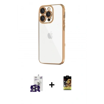MARSİLYAN™- iPhone 16 Pro Max Kılıf Vadi Minimal - Siyah Buffer Cam Ekran Koruyucu + Bilvis Titan Kamera Lens - TMGI