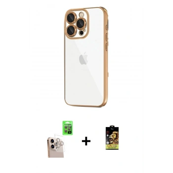 MARSİLYAN™- iPhone 16 Pro Max Kılıf Vadi Minimal - Siyah Buffer Cam Ekran Koruyucu + Raze Metal Kamera Lens - NLGY