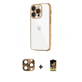 MARSİLYAN™- iPhone 16 Pro Max Kılıf Vadi Minimal - Siyah Buffer Cam Ekran Koruyucu + Pers Alüminyum Kamera Lens - CLTM