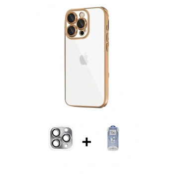MARSİLYAN™- iPhone 16 Pro Max Kılıf Vadi Minimal - Siyah Joko Magic 5D Cam + Pers Alüminyum Kamera Lens - GI