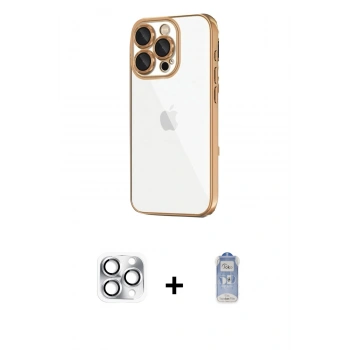 MARSİLYAN™- iPhone 16 Pro Max Kılıf Vadi Minimal - Siyah Joko Magic 5D Cam + Pers Alüminyum Kamera Lens - GS