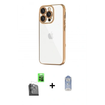 MARSİLYAN™- iPhone 16 Pro Max Kılıf Vadi Minimal - Siyah Joko Magic 5D Cam + Raze Metal Kamera Lens - SH
