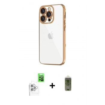 MARSİLYAN™- iPhone 16 Pro Max Kılıf Vadi Minimal - Siyah Joko Magic 5D Hayalet Cam + Raze Metal Kamera Lens - BZ
