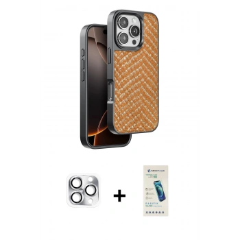 MARSİLYAN™- iPhone 16 Pro Max Kılıf Vadi Özel Seri - Şeffaf Pasifik Cam Ekran Koruyucu + Pers Alüminyum Kamera Lens - GS