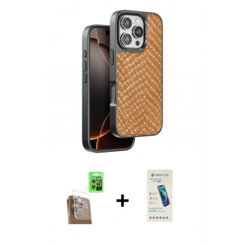 MARSİLYAN™- iPhone 16 Pro Max Kılıf Vadi Özel Seri - Şeffaf Pasifik Cam Ekran Koruyucu + Raze Metal Kamera Lens - CLTM