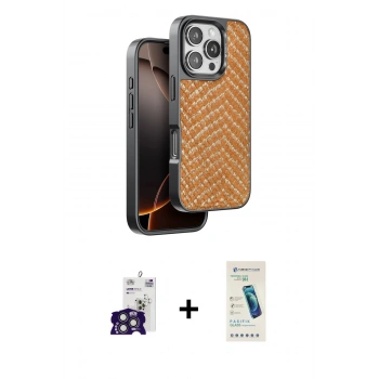 MARSİLYAN™- iPhone 16 Pro Max Kılıf Vadi Özel Seri - Şeffaf Pasifik Cam Ekran Koruyucu + Bilvis Titan Kamera Lens - TMGI