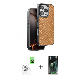 MARSİLYAN™- iPhone 16 Pro Max Kılıf Vadi Özel Seri - Siyah 360 Mat Full Body Arka Koruyucu + Raze Metal Kamera Lens - BZ