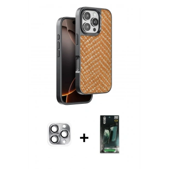 MARSİLYAN™- iPhone 16 Pro Max Kılıf Vadi Özel Seri - Siyah 360 Mat Full Body Arka Koruyucu + Pers Alüminyum Kamera Lens - GI