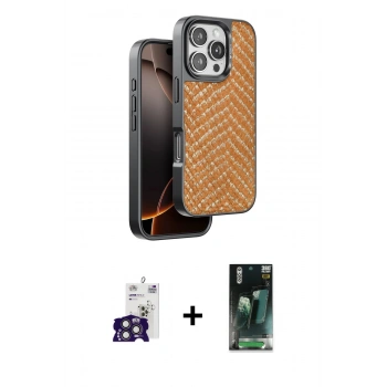 MARSİLYAN™- iPhone 16 Pro Max Kılıf Vadi Özel Seri - Siyah 360 Mat Full Body Arka Koruyucu + Bilvis Titan Kamera Lens - TMGI