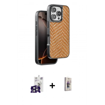 MARSİLYAN™- iPhone 16 Pro Max Kılıf Vadi Özel Seri - Siyah Bilvis 3D Cam Ekran Koruyucu + Bilvis Titan Kamera Lens - TMGI