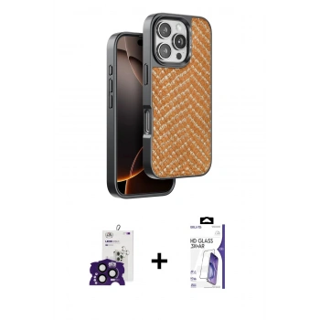 MARSİLYAN™- iPhone 16 Pro Max Kılıf Vadi Özel Seri - Siyah Bilvis 3X AR HD Cam Ekran Koruyucu + Bilvis Titan Kamera Lens - SH