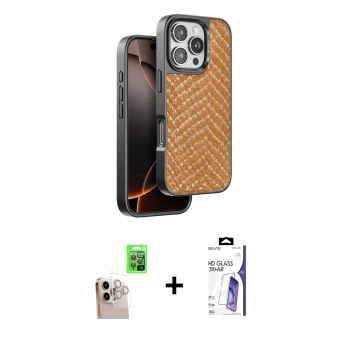 MARSİLYAN™- iPhone 16 Pro Max Kılıf Vadi Özel Seri - Siyah Bilvis 3X AR HD Cam Ekran Koruyucu + Raze Metal Kamera Lens - NLGY