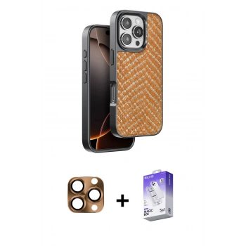 MARSİLYAN™- iPhone 16 Pro Max Kılıf Vadi Özel Seri - Siyah Bilvis 5in1 3D Magic Cam Ekran Koruyucu + Pers Alüminyum Kamera Lens - CLTM
