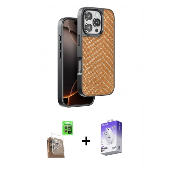 MARSİLYAN™- iPhone 16 Pro Max Kılıf Vadi Özel Seri - Siyah Bilvis 5in1 3D Magic Cam Ekran Koruyucu + Raze Metal Kamera Lens - CLTM