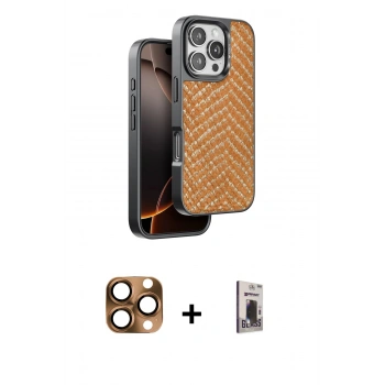 MARSİLYAN™- iPhone 16 Pro Max Kılıf Vadi Özel Seri - Siyah Bilvis Hayalet Cam Ekran Koruyucu + Pers Alüminyum Kamera Lens - CLTM