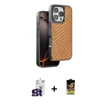 MARSİLYAN™- iPhone 16 Pro Max Kılıf Vadi Özel Seri - Siyah Buffer Cam Ekran Koruyucu + Bilvis Titan Kamera Lens - TMGI