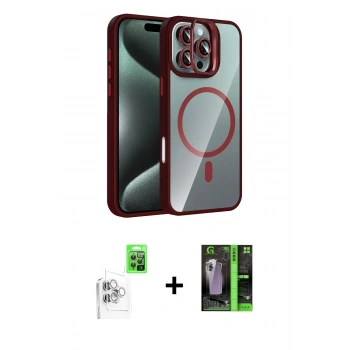 MARSİLYAN™- iPhone 16 Pro Max Kılıf Yadigar Asil Koleksiyonu - Şeffaf 360 Full Body Arka Koruyucu + Raze Metal Kamera Lens - BZ