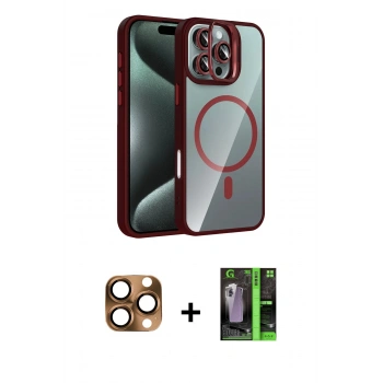 MARSİLYAN™- iPhone 16 Pro Max Kılıf Yadigar Asil Koleksiyonu - Şeffaf 360 Full Body Arka Koruyucu + Pers Alüminyum Kamera Lens - CLTM