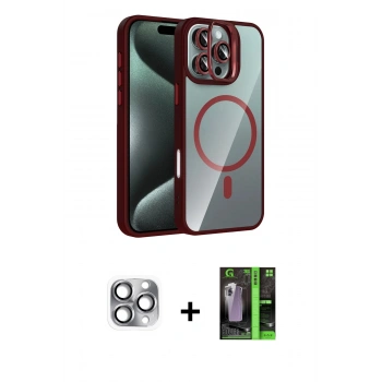 MARSİLYAN™- iPhone 16 Pro Max Kılıf Yadigar Asil Koleksiyonu - Şeffaf 360 Full Body Arka Koruyucu + Pers Alüminyum Kamera Lens - GI