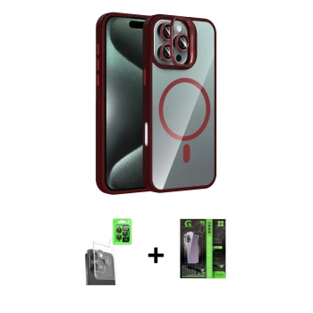 MARSİLYAN™- iPhone 16 Pro Max Kılıf Yadigar Asil Koleksiyonu - Şeffaf 360 Full Body Arka Koruyucu + Raze Metal Kamera Lens - SH