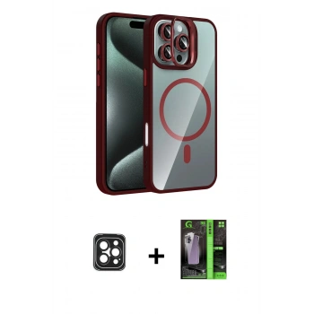 MARSİLYAN™- iPhone 16 Pro Max Kılıf Yadigar Asil Koleksiyonu - Şeffaf 360 Full Body Arka Koruyucu + PVD Metal Kamera Lens - SH