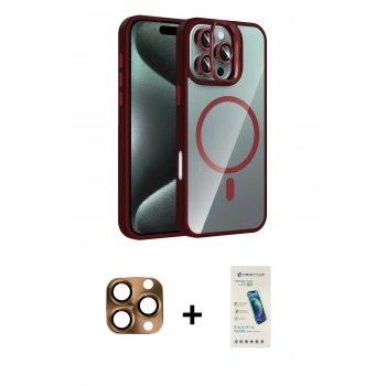 MARSİLYAN™- iPhone 16 Pro Max Kılıf Yadigar Asil Koleksiyonu - Şeffaf Pasifik Cam Ekran Koruyucu + Pers Alüminyum Kamera Lens - CLTM