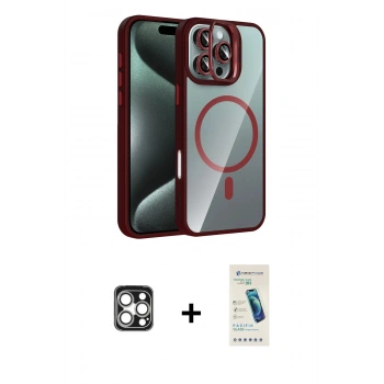 MARSİLYAN™- iPhone 16 Pro Max Kılıf Yadigar Asil Koleksiyonu - Şeffaf Pasifik Cam Ekran Koruyucu + PVD Metal Kamera Lens - GS