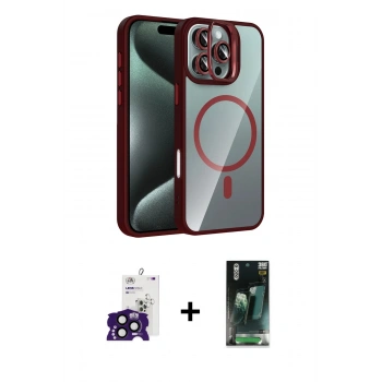 MARSİLYAN™- iPhone 16 Pro Max Kılıf Yadigar Asil Koleksiyonu - Siyah 360 Mat Full Body Arka Koruyucu + Bilvis Titan Kamera Lens - SH