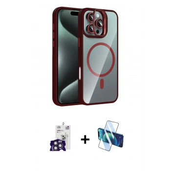 MARSİLYAN™- iPhone 16 Pro Max Kılıf Yadigar Asil Koleksiyonu - Siyah 3D Antistatik Cam Ekran Koruyucu + Bilvis Titan Kamera Lens - TMGI