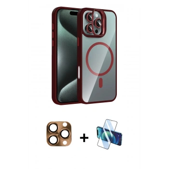 MARSİLYAN™- iPhone 16 Pro Max Kılıf Yadigar Asil Koleksiyonu - Siyah 3D Antistatik Cam Ekran Koruyucu + Pers Alüminyum Kamera Lens - CLTM