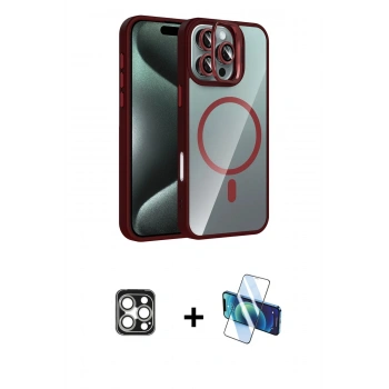 MARSİLYAN™- iPhone 16 Pro Max Kılıf Yadigar Asil Koleksiyonu - Siyah 3D Antistatik Cam Ekran Koruyucu + PVD Metal Kamera Lens - GS
