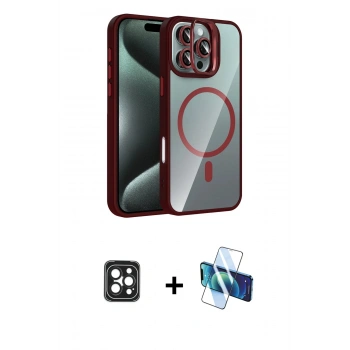 MARSİLYAN™- iPhone 16 Pro Max Kılıf Yadigar Asil Koleksiyonu - Siyah 3D Antistatik Cam Ekran Koruyucu + PVD Metal Kamera Lens - SH