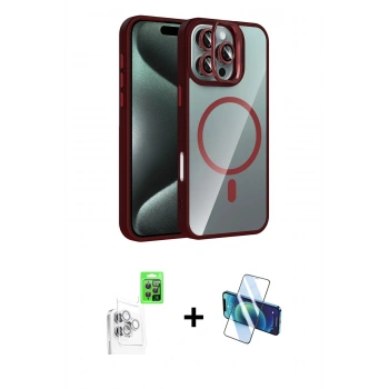 MARSİLYAN™- iPhone 16 Pro Max Kılıf Yadigar Asil Koleksiyonu - Siyah 3D Antistatik Cam Ekran Koruyucu + Raze Metal Kamera Lens - BZ