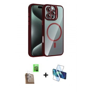 MARSİLYAN™- iPhone 16 Pro Max Kılıf Yadigar Asil Koleksiyonu - Siyah 3D Antistatik Cam Ekran Koruyucu + Raze Metal Kamera Lens - CLTM