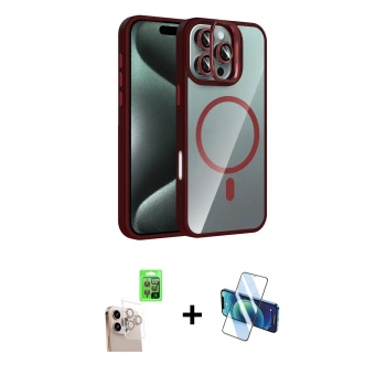 MARSİLYAN™- iPhone 16 Pro Max Kılıf Yadigar Asil Koleksiyonu - Siyah 3D Antistatik Cam Ekran Koruyucu + Raze Metal Kamera Lens - NLGY
