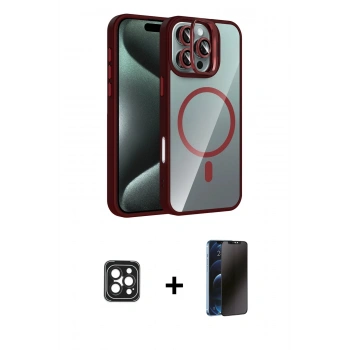 MARSİLYAN™- iPhone 16 Pro Max Kılıf Yadigar Asil Koleksiyonu - Siyah 3D Antistatik Hayalet Cam Ekran Koruyucu + PVD Metal Kamera Lens - SH