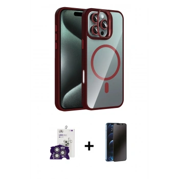 MARSİLYAN™- iPhone 16 Pro Max Kılıf Yadigar Asil Koleksiyonu - Siyah 3D Antistatik Hayalet Cam Ekran Koruyucu + Bilvis Titan Kamera Lens - GS