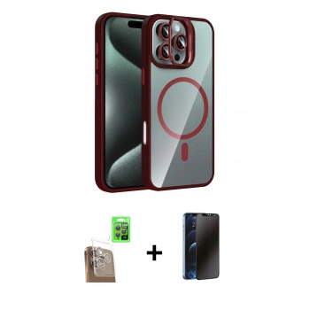 MARSİLYAN™- iPhone 16 Pro Max Kılıf Yadigar Asil Koleksiyonu - Siyah 3D Antistatik Hayalet Cam Ekran Koruyucu + Raze Metal Kamera Lens - CLTM