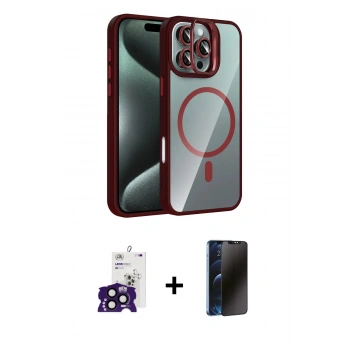 MARSİLYAN™- iPhone 16 Pro Max Kılıf Yadigar Asil Koleksiyonu - Siyah 3D Antistatik Hayalet Cam Ekran Koruyucu + Bilvis Titan Kamera Lens - SH
