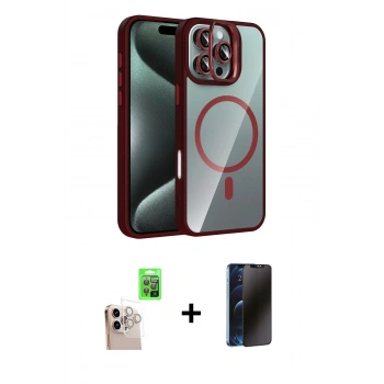 MARSİLYAN™- iPhone 16 Pro Max Kılıf Yadigar Asil Koleksiyonu - Siyah 3D Antistatik Hayalet Cam Ekran Koruyucu + Raze Metal Kamera Lens - NLGY