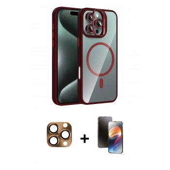 MARSİLYAN™- iPhone 16 Pro Max Kılıf Yadigar Asil Koleksiyonu - Siyah 3D Antistatik Mat Seramik Nano Ekran Koruyucu + Pers Alüminyum Kamera Lens - CLTM