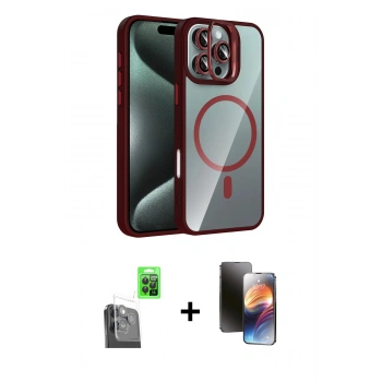 MARSİLYAN™- iPhone 16 Pro Max Kılıf Yadigar Asil Koleksiyonu - Siyah 3D Antistatik Mat Seramik Nano Ekran Koruyucu + Raze Metal Kamera Lens - SH