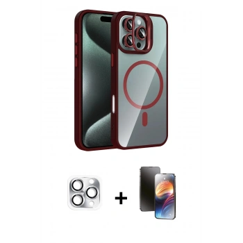 MARSİLYAN™- iPhone 16 Pro Max Kılıf Yadigar Asil Koleksiyonu - Siyah 3D Antistatik Mat Seramik Nano Ekran Koruyucu + Pers Alüminyum Kamera Lens - GS